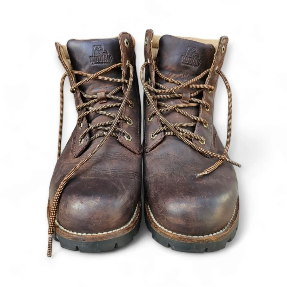 Kodiak Brown Men's Casual Workwear Waterproof Leather Boots, Size 12 US